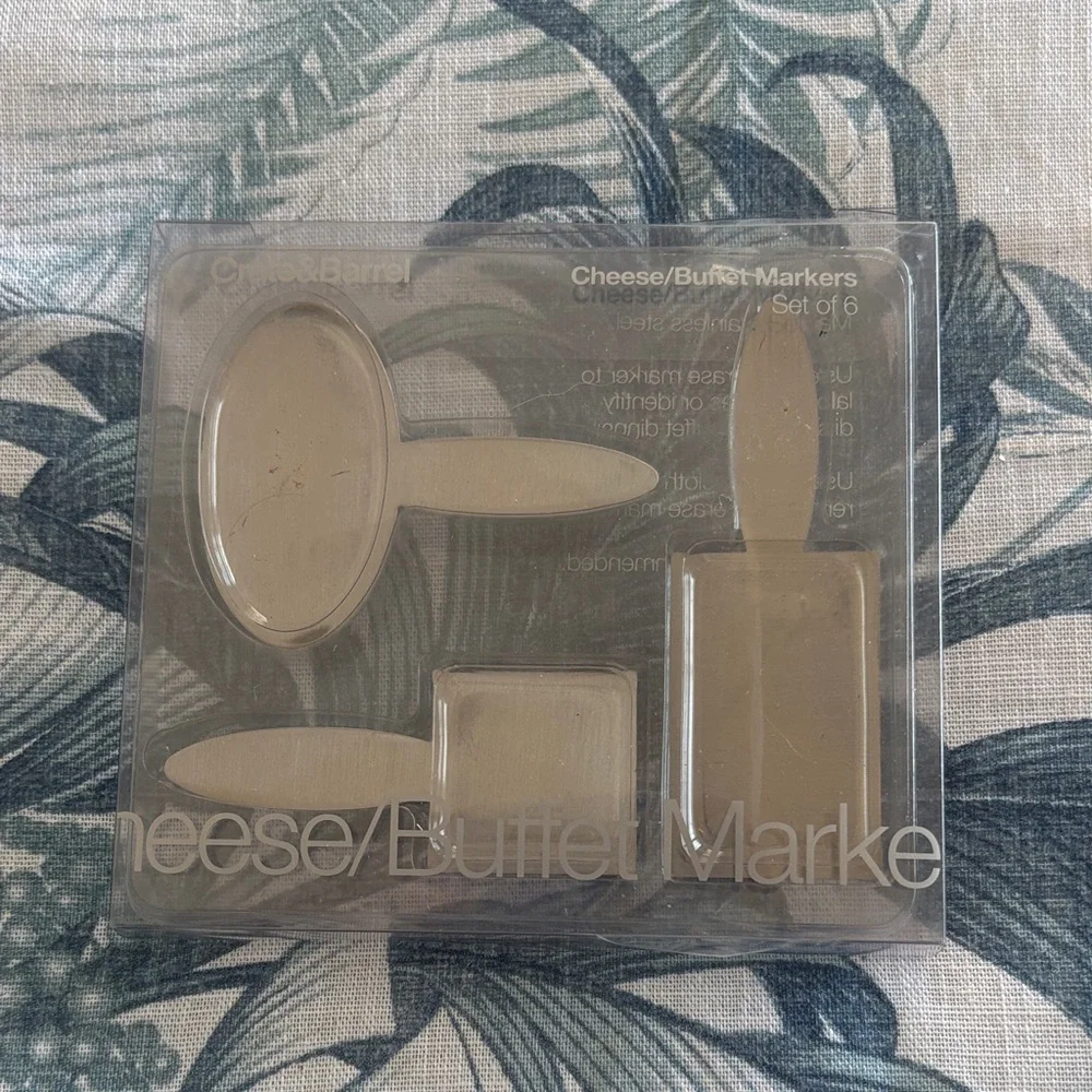 Crate&Barrel Silver Cheese Buffet Markers